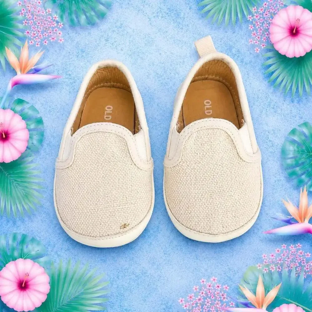 Old Navy Cream Linen Slip-On Shoes Baby Size 3-6 Months